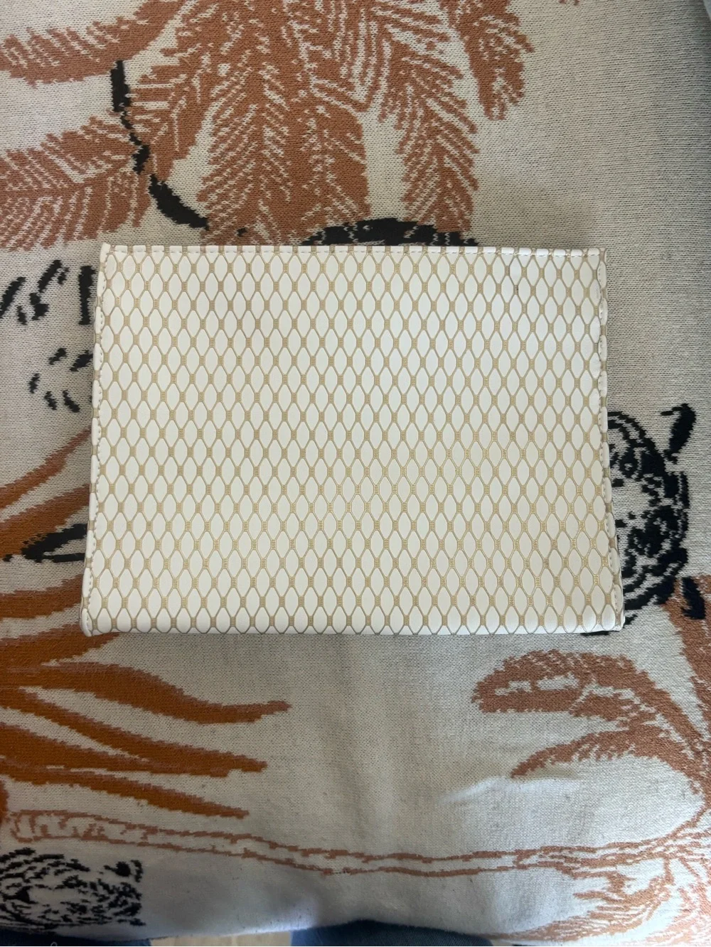 Yves Saint Laurent white & Gold Textured Makeup Case